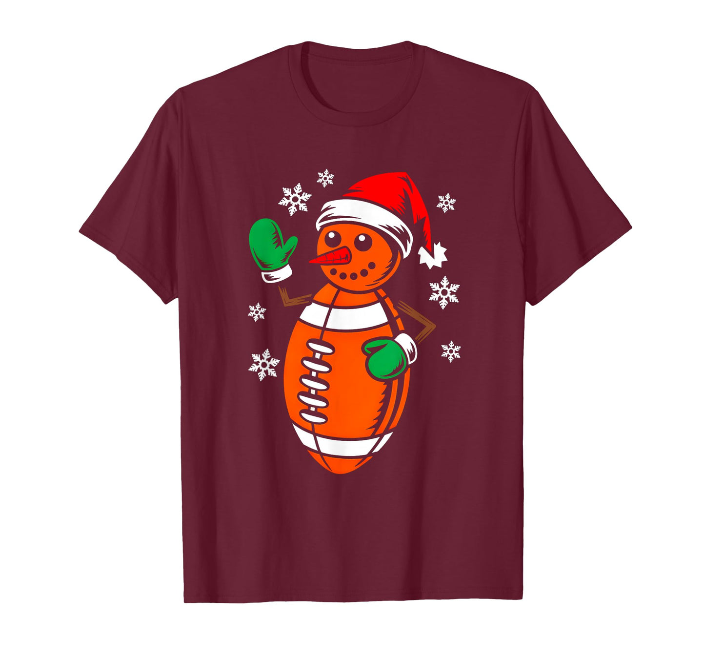 Football Santa Hat Snowman Xmas Funny Football Christmas T-Shirt