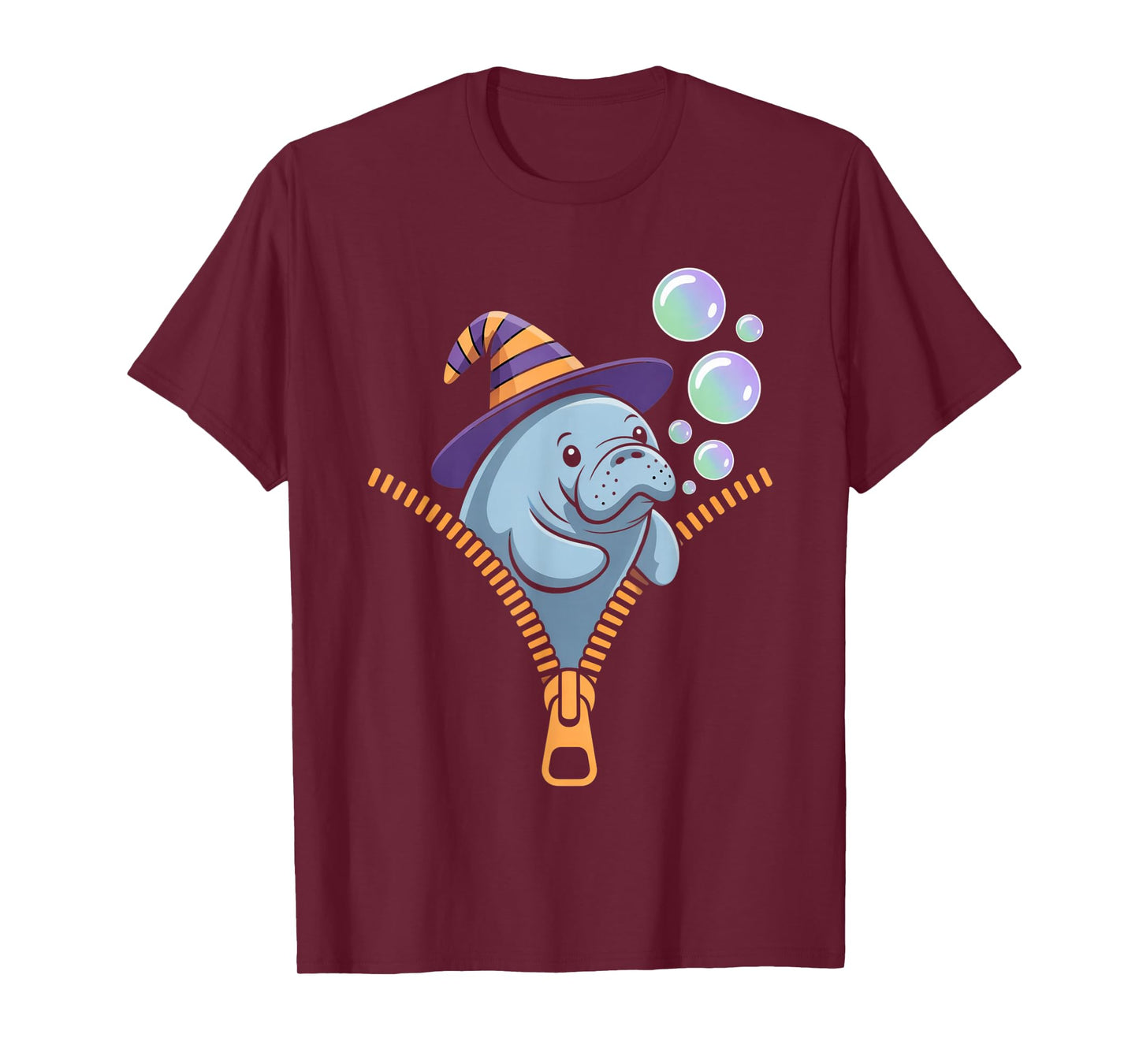 Manatee Emerging from A Zipper Cute Manatee Halloween T-Shirt