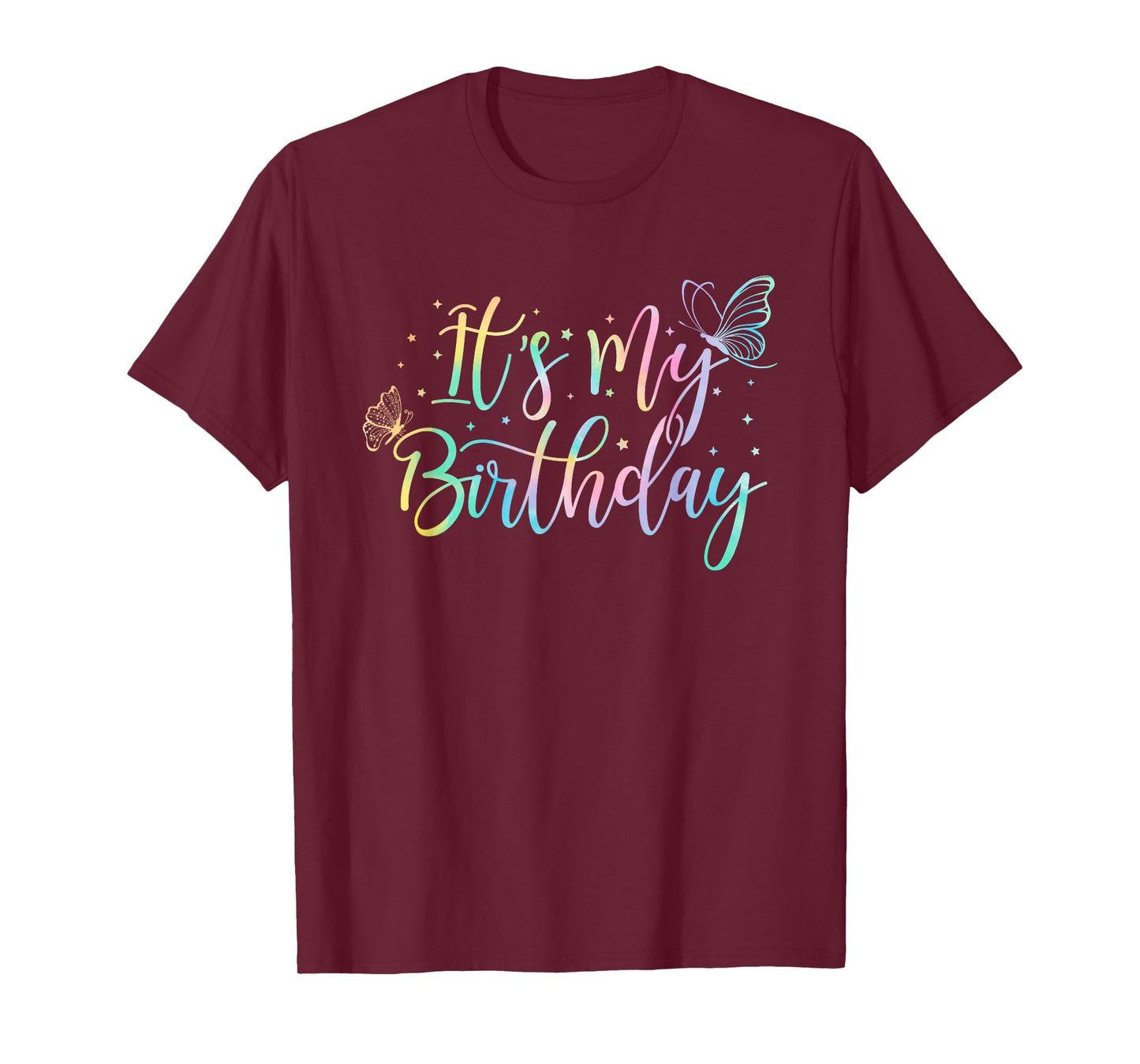 It's My Birthday Butterfly Tie Dye Birthday Party Women Girl T-Shirt