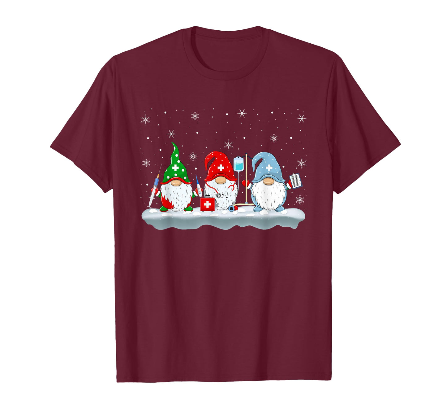 Nurse Christmas Gnomes Xmas Scrub Tops ER RN Nurse Men Women T-Shirt