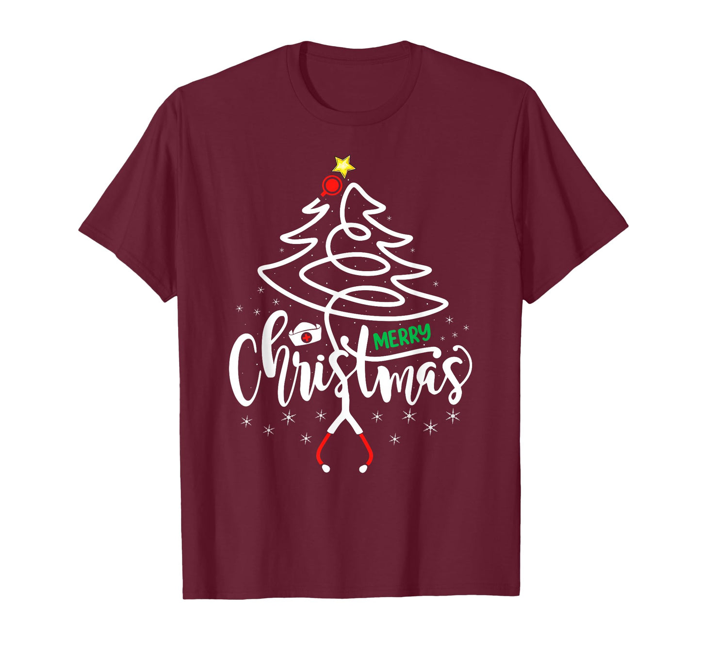 Nurse Christmas Crew Nursing Nurse Stethoscope Xmas Tree T-Shirt