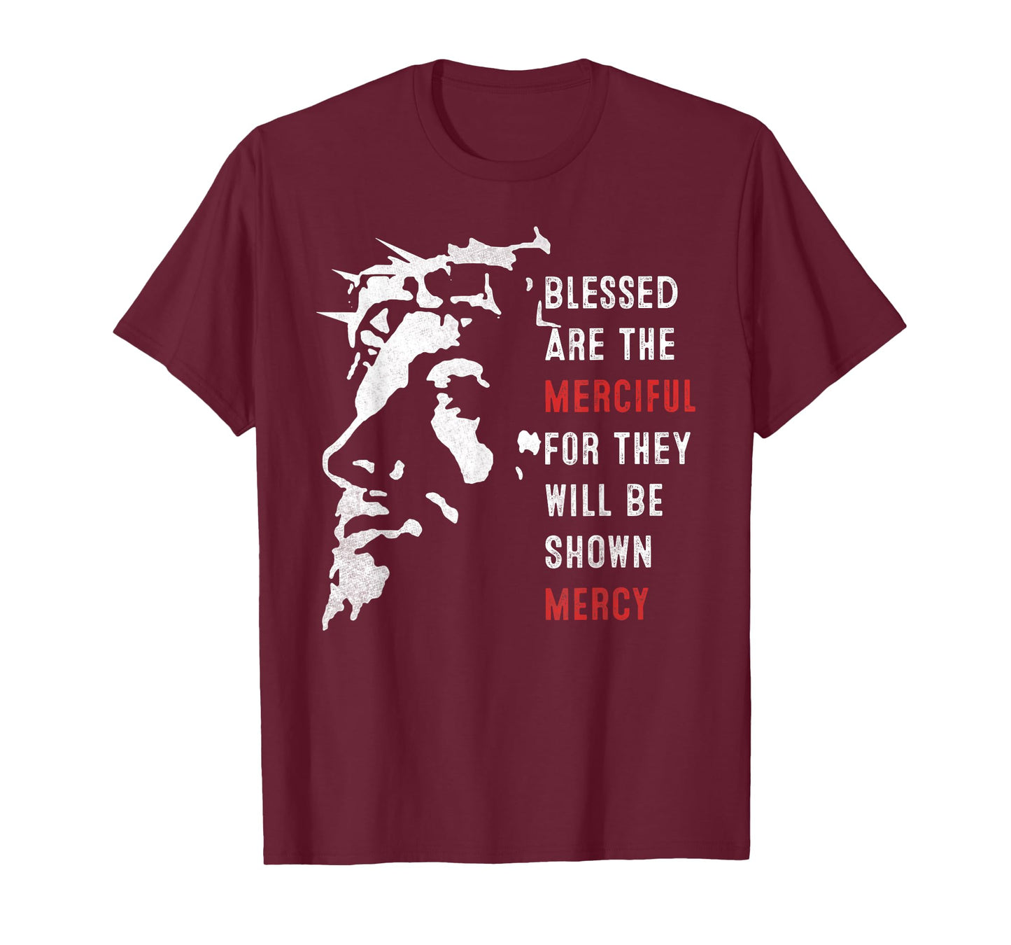 Face Of Jesus Christ Blessed Are The Merciful Vintage T-Shirt
