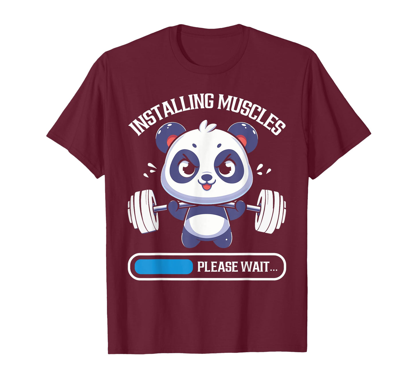 Muscle Building Fitness Panda Weight Lifting Barbell Workout T-Shirt