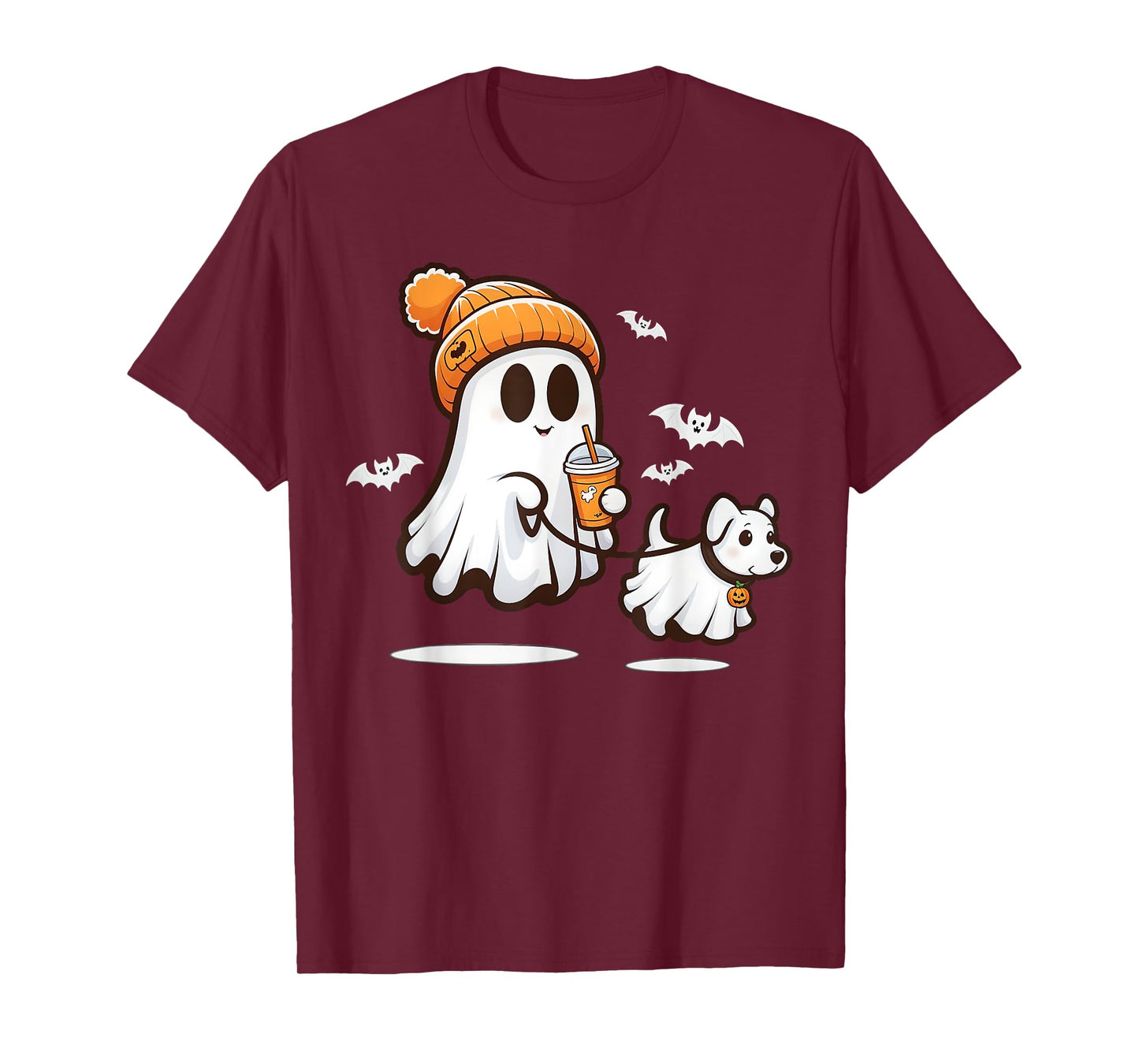 Funny Ghost Walking Dog Ghost Dog Halloween Women Men Kids T-Shirt