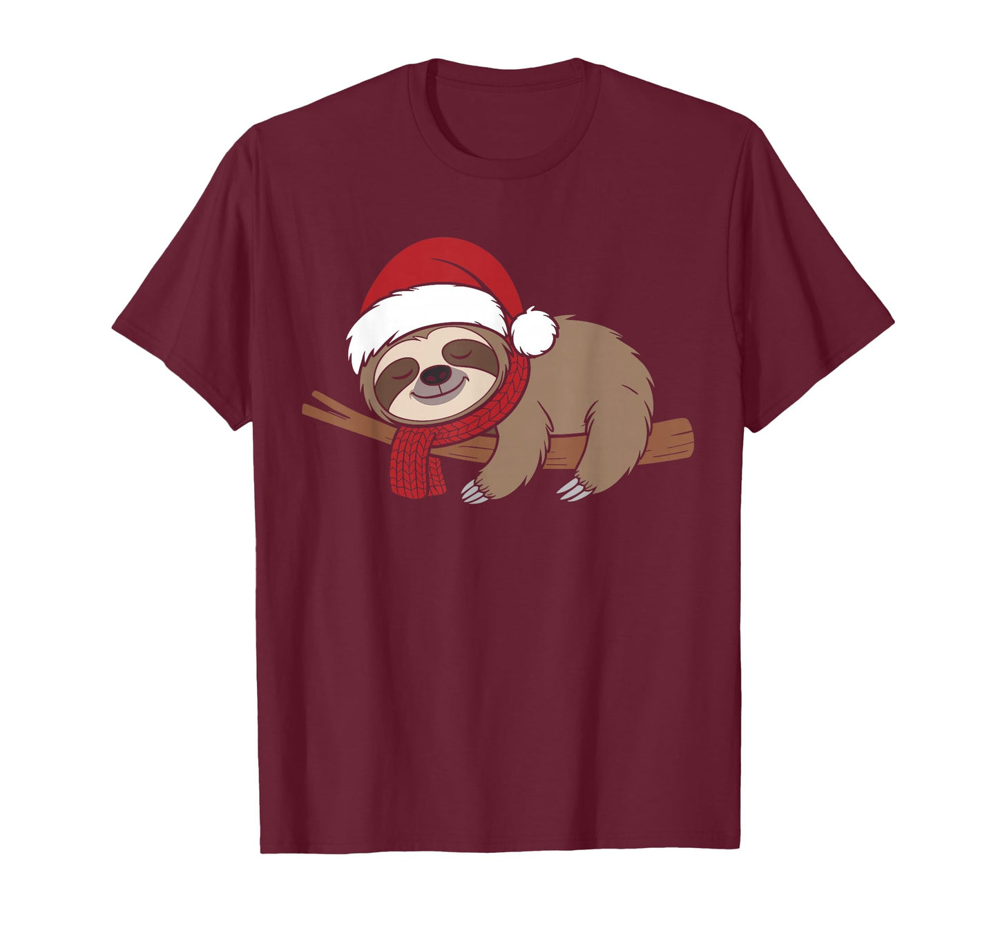 Sleeping Sloth Christmas, Cute Sloth Wearing Santa hat T-Shirt
