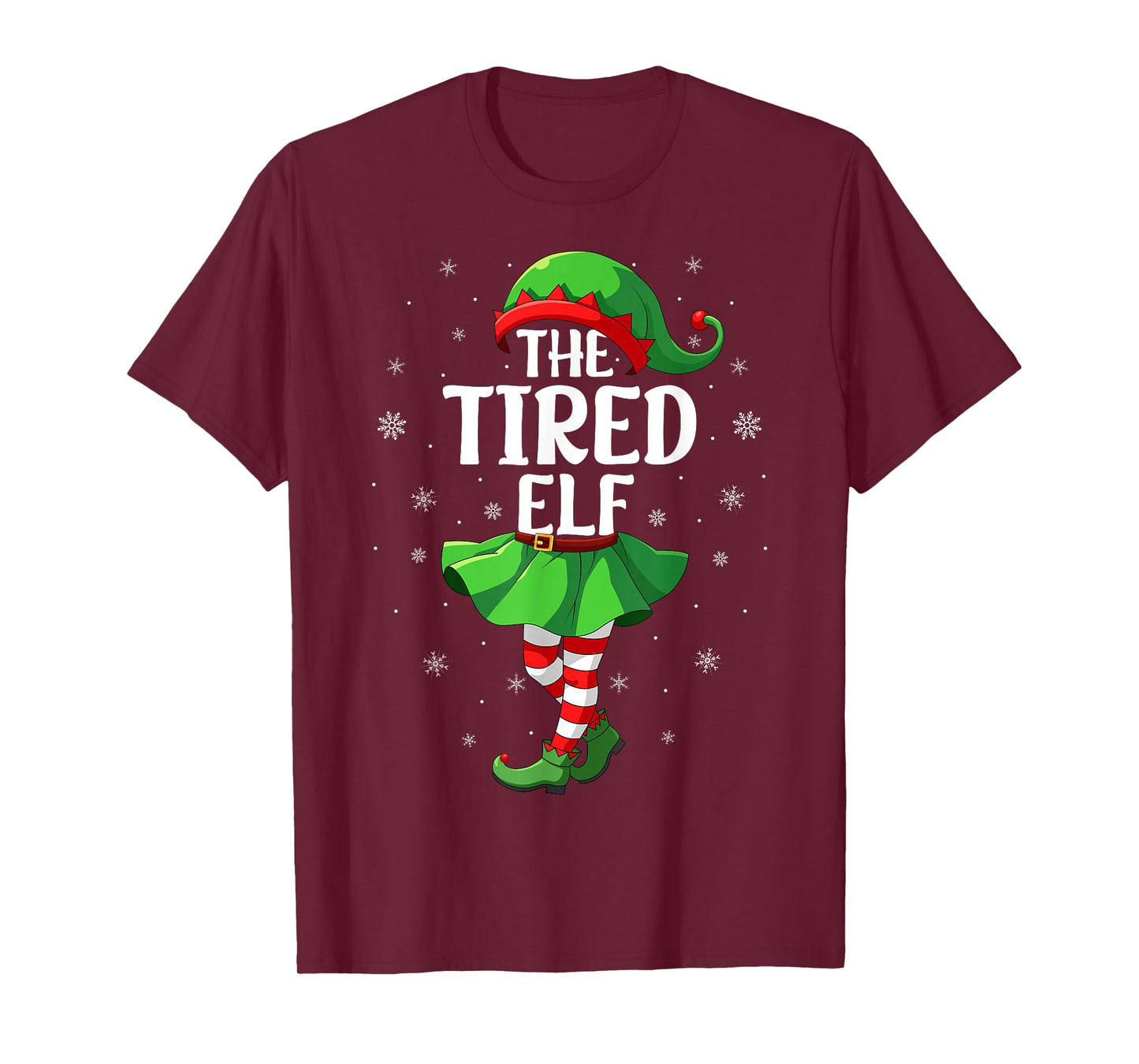 Tired Elf Christmas Girls Women Elf Squad Xmas Family T-Shirt
