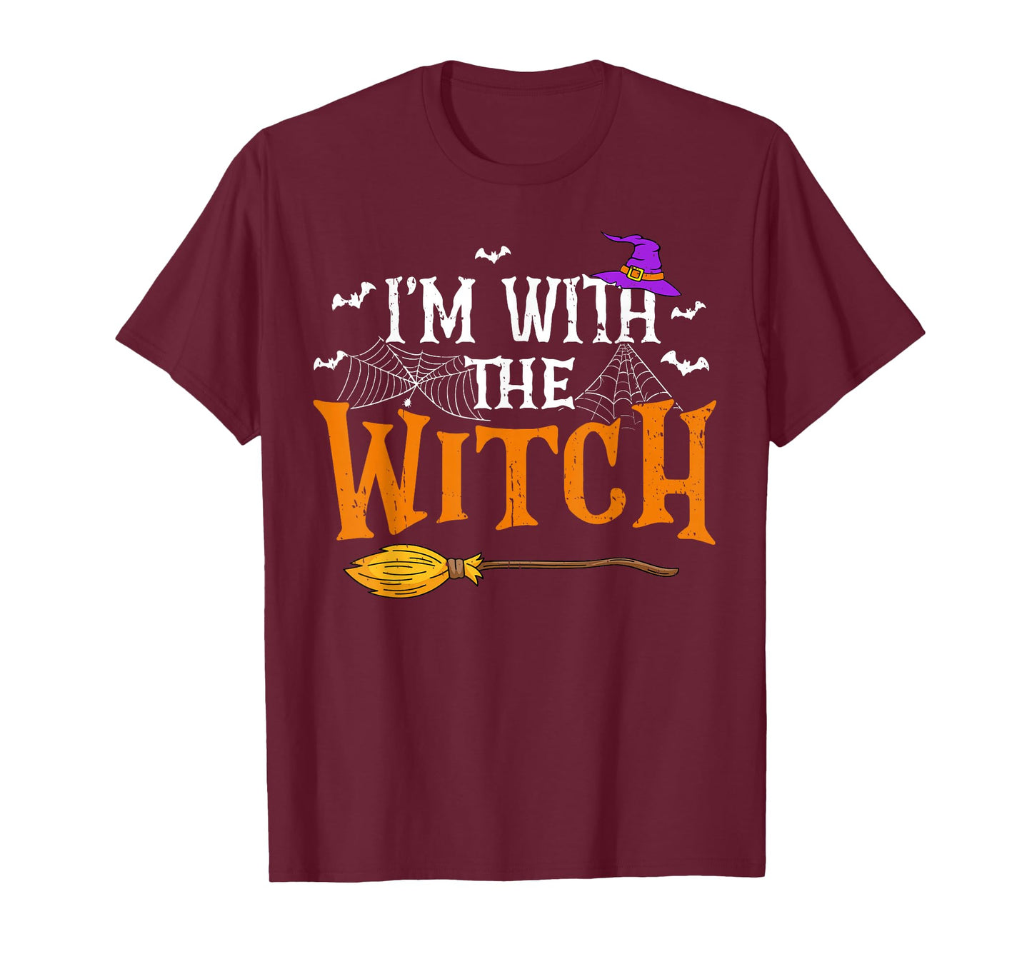 Funny Halloween Matching Couples Costume I'm with The Witch T-Shirt