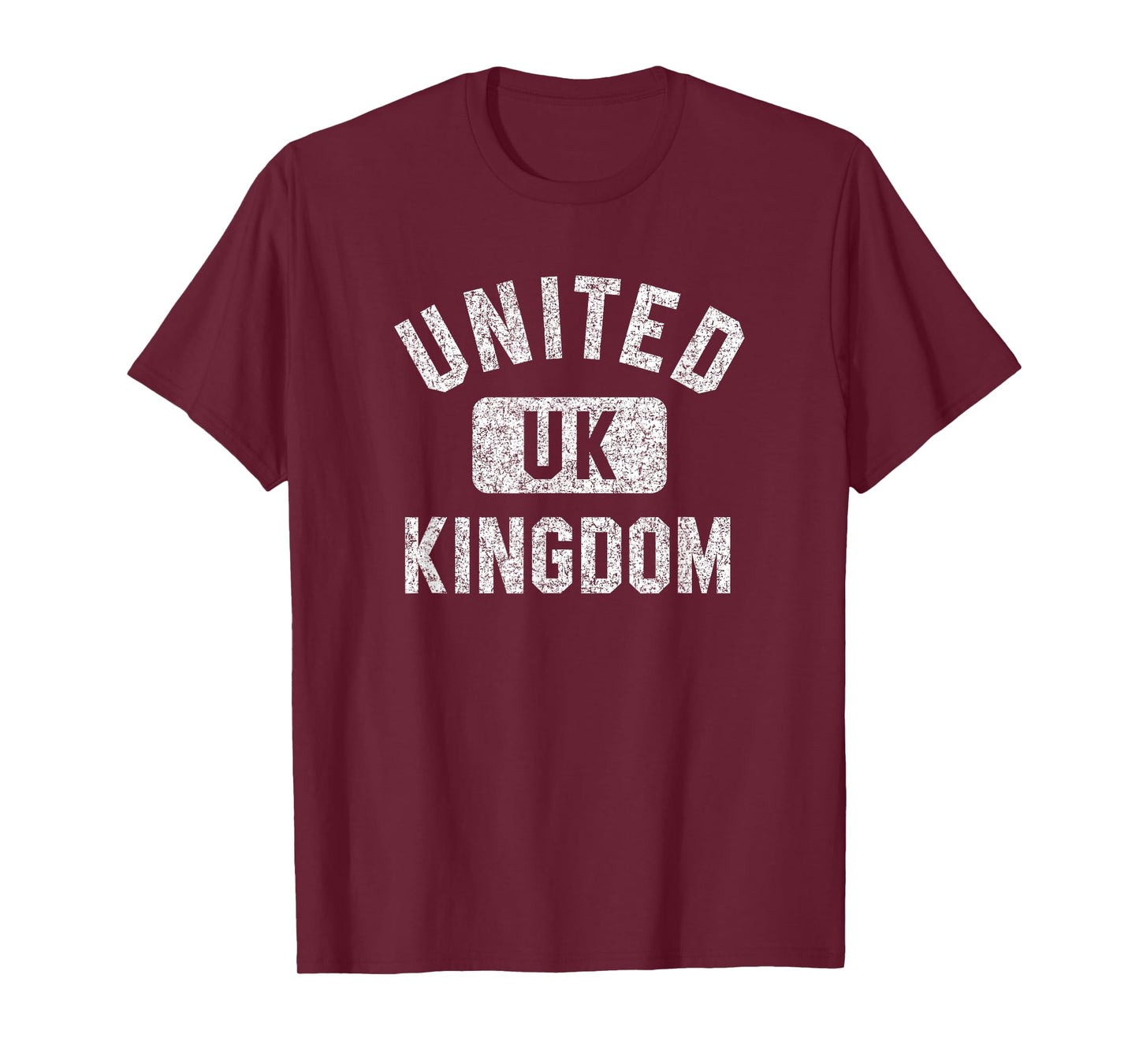 United Kingdom Gym Style Distressed White Print T-Shirt