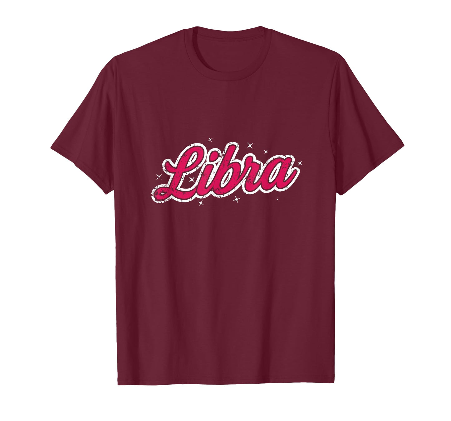 Libra Retro Script Zodiac Pink T-Shirt