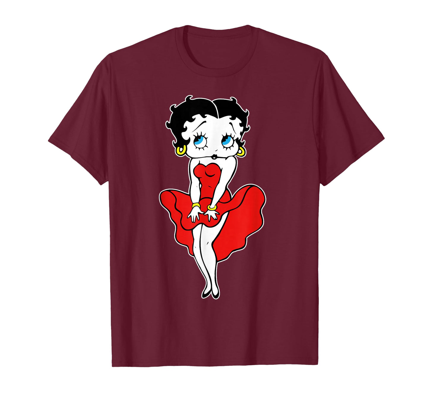 Classic Betty Boop Cartoon Character Retro Red Dress T-Shirt
