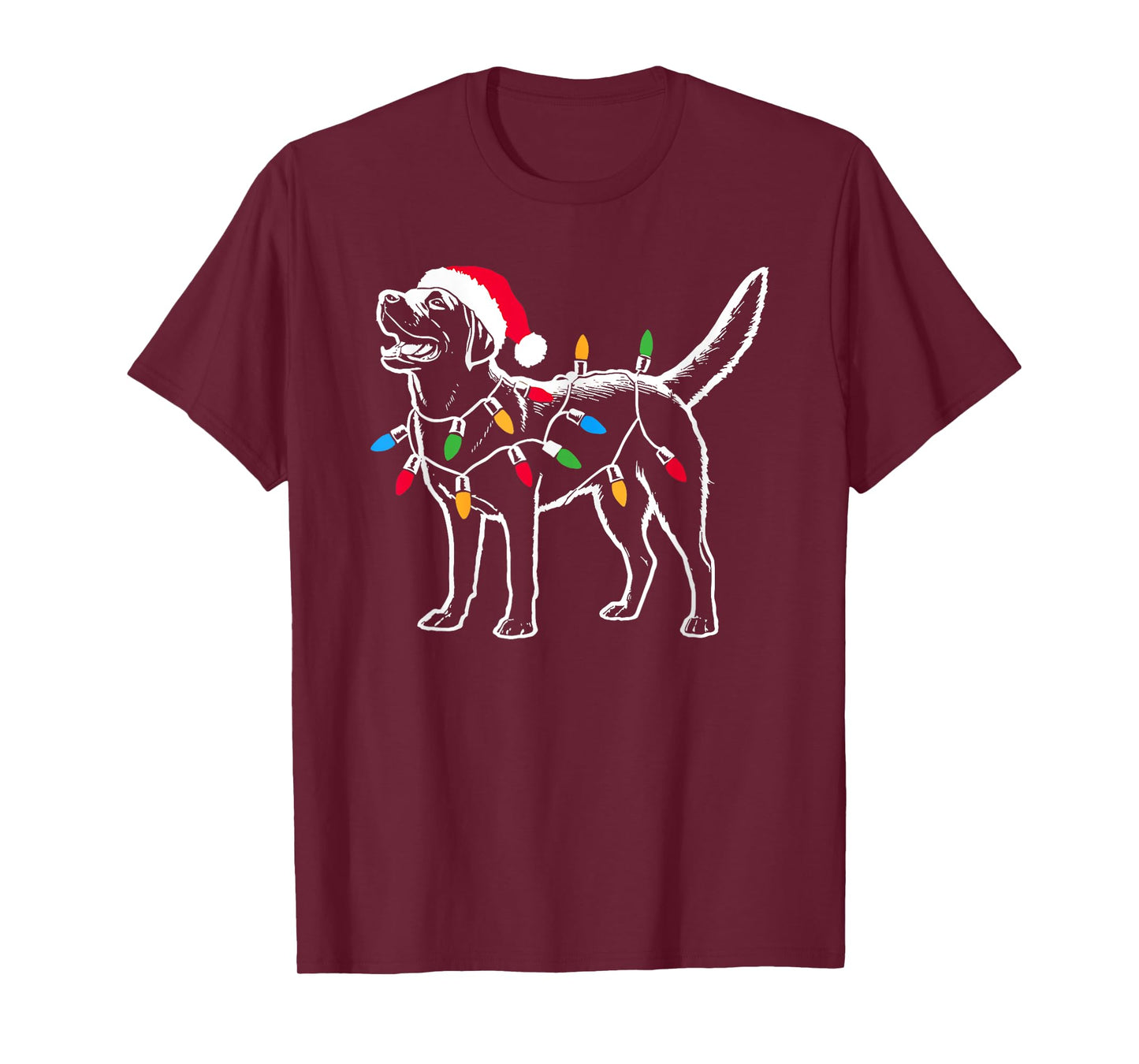 Funny Santa Labrador Retriever Christmas Lights Dog Lover T-Shirt for Men Women