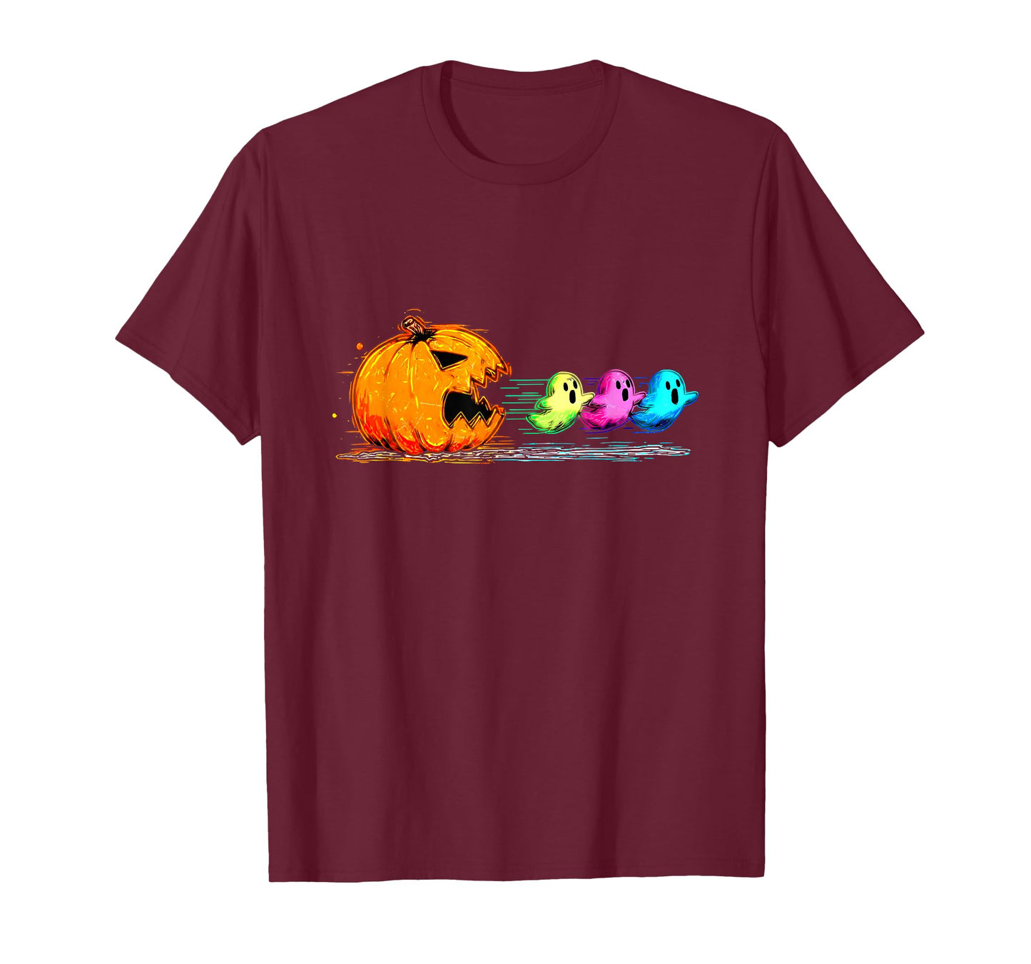 Pumpkin Chasing Ghost Halloween Pumpkin Boo Spooky Season T-Shirt