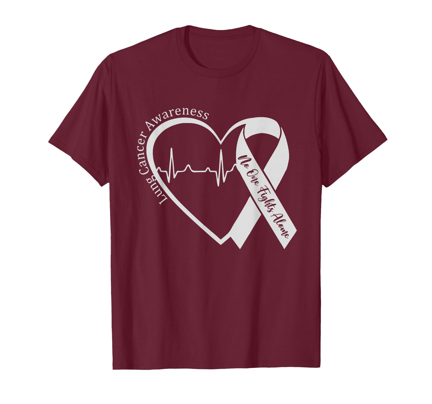 Lung Cancer Awareness Heart White Ribbon Support T-Shirt