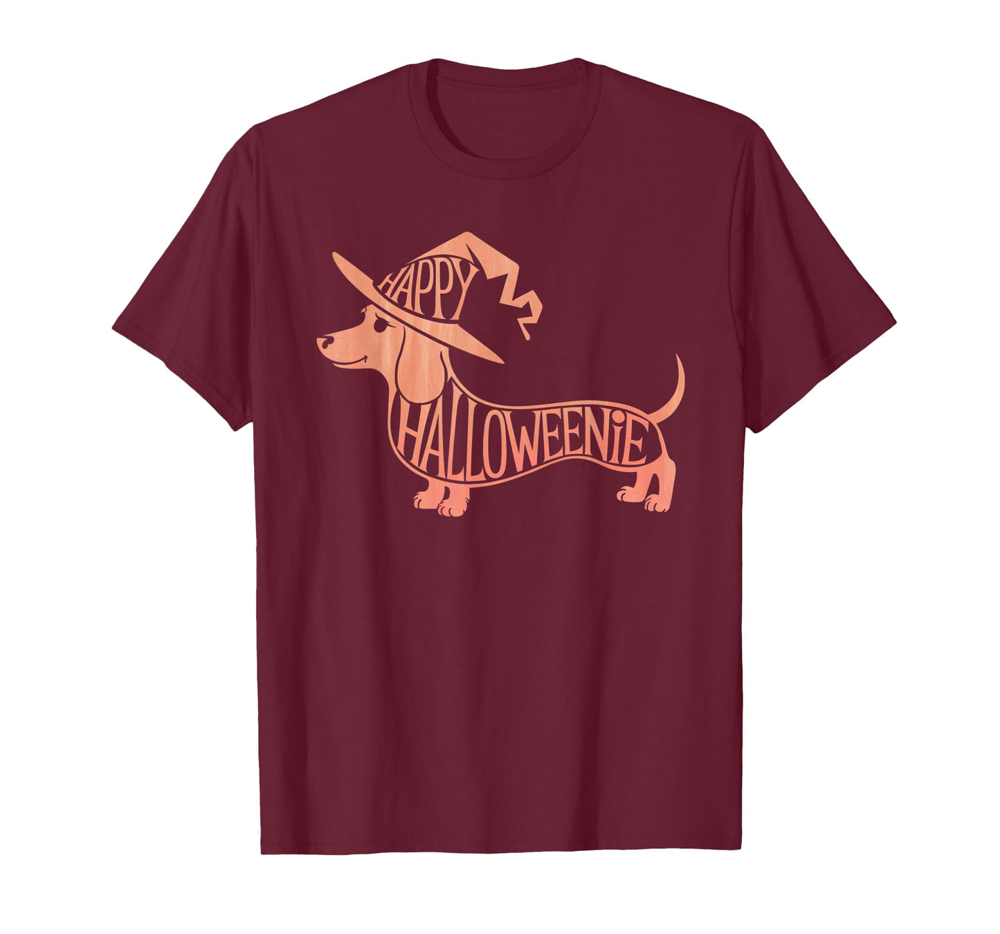 Happy Halloweenie Weiner Dog Cute Dachshund Witch Hat T-Shirt