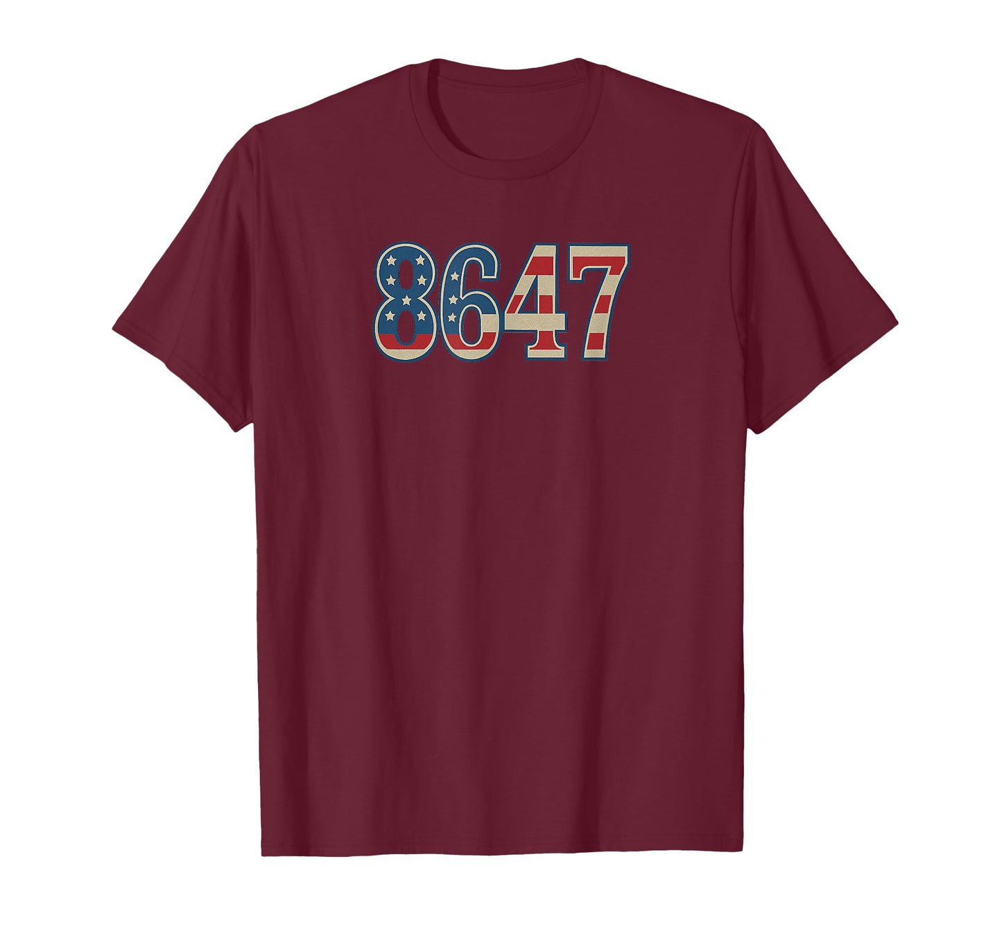8647 USA Flag, American Centered Text T-Shirt