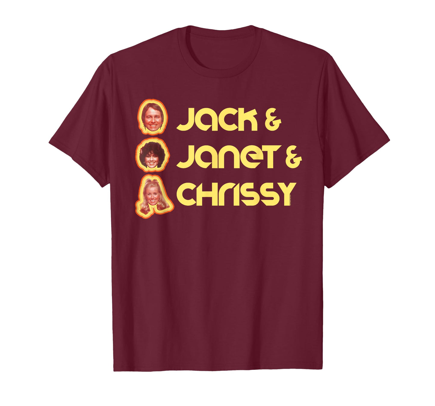 Jack & Janet & Chrissy Three's Company Roommate Faces Retro T-Shirt
