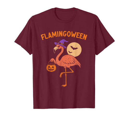 Flamingoween Flamingo Halloween Jack O Lantern T-Shirt