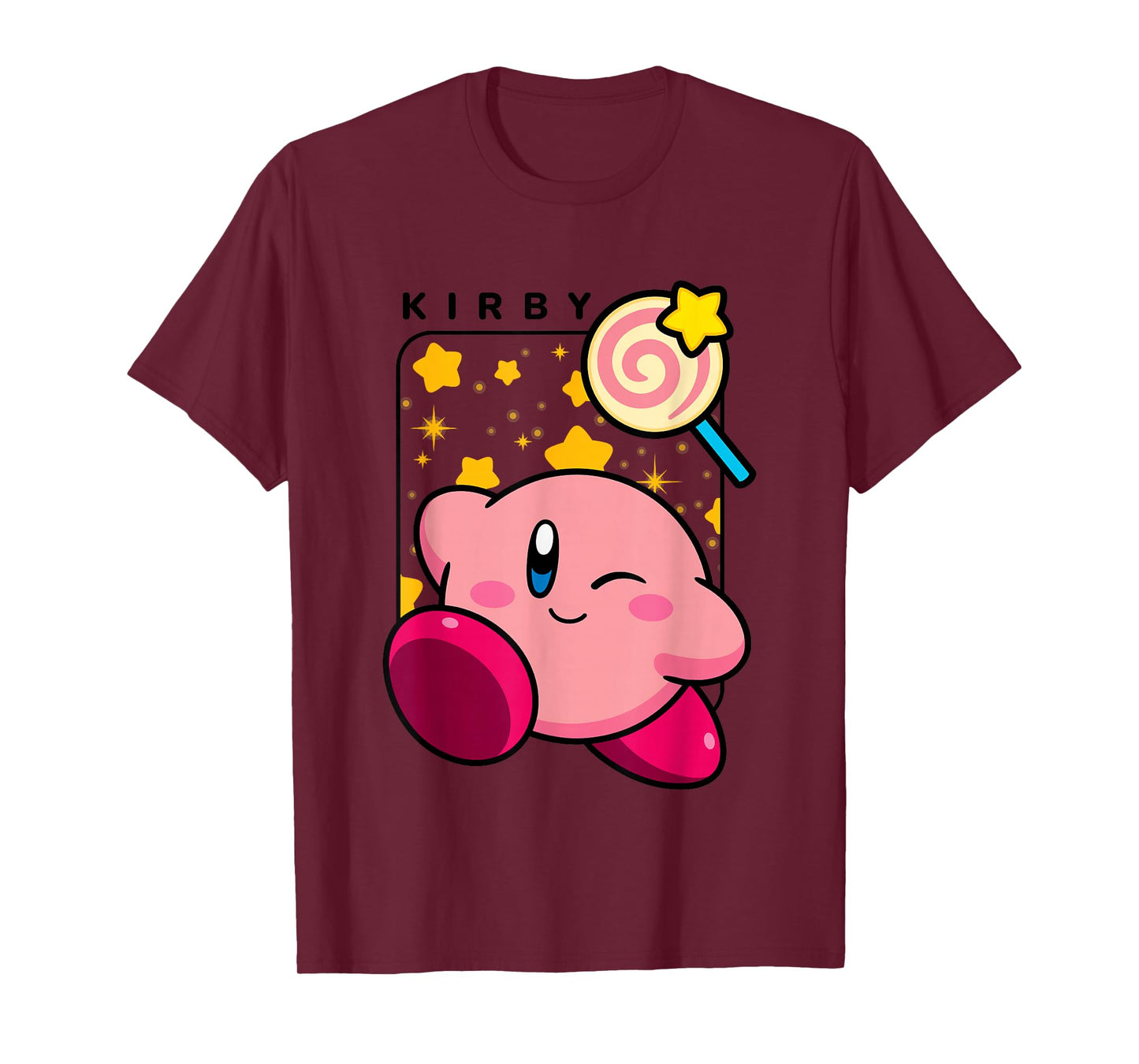 Kirby Lollipop & Stars Big Cute Nintendo Portrait T-Shirt