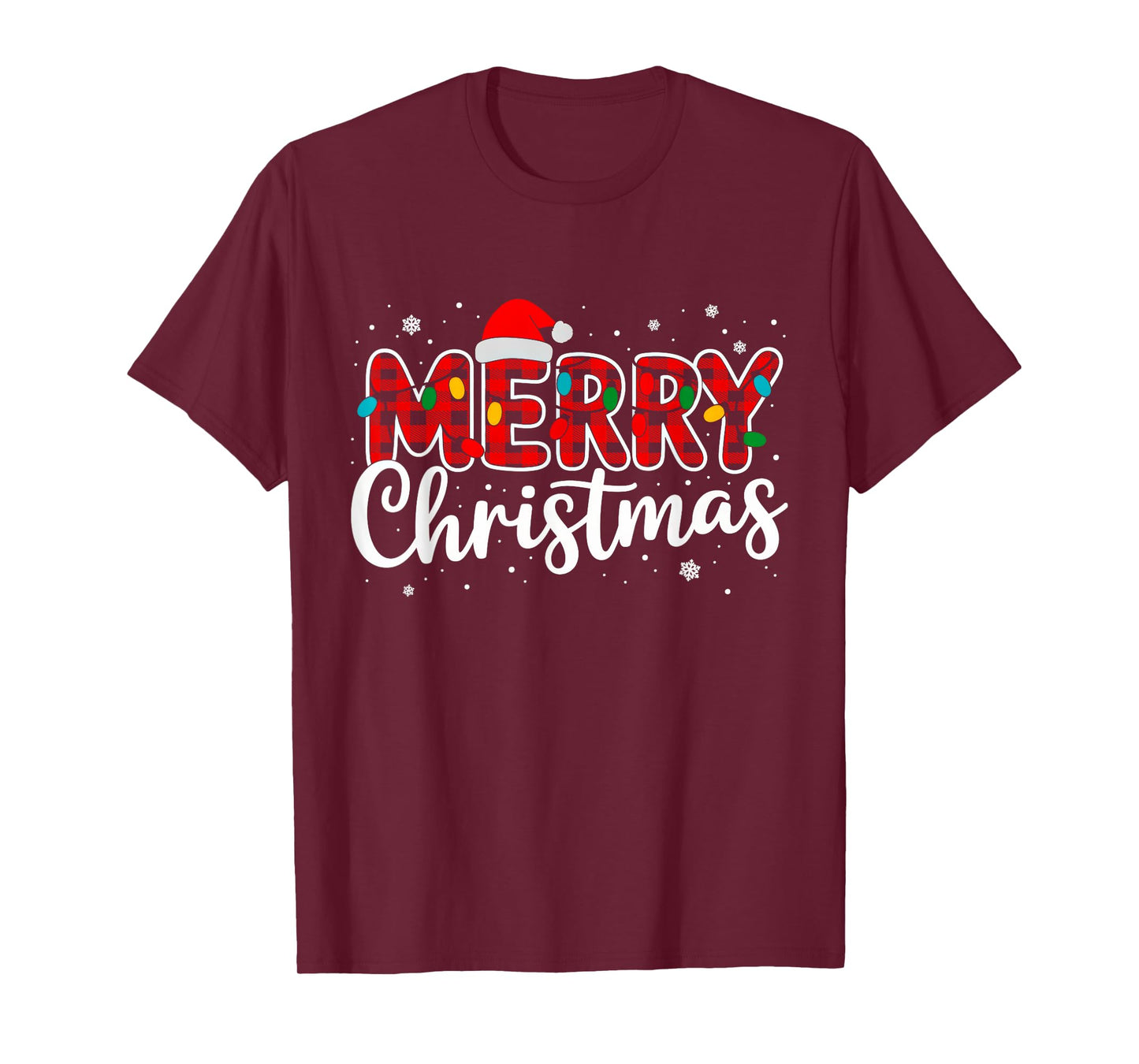 Merry Christmas Buffalo Plaid Red Santa Family Xmas Pajamas T-Shirt