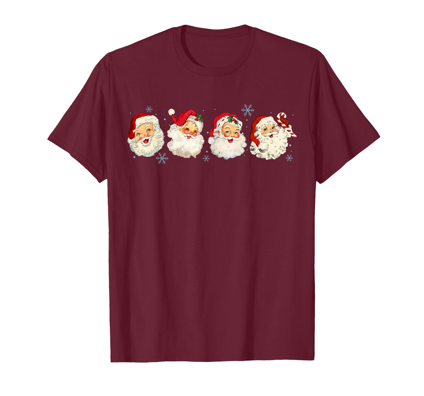 Vintage Christmas Santa Claus Faces Funny Old Fashioned Xmas T-Shirt