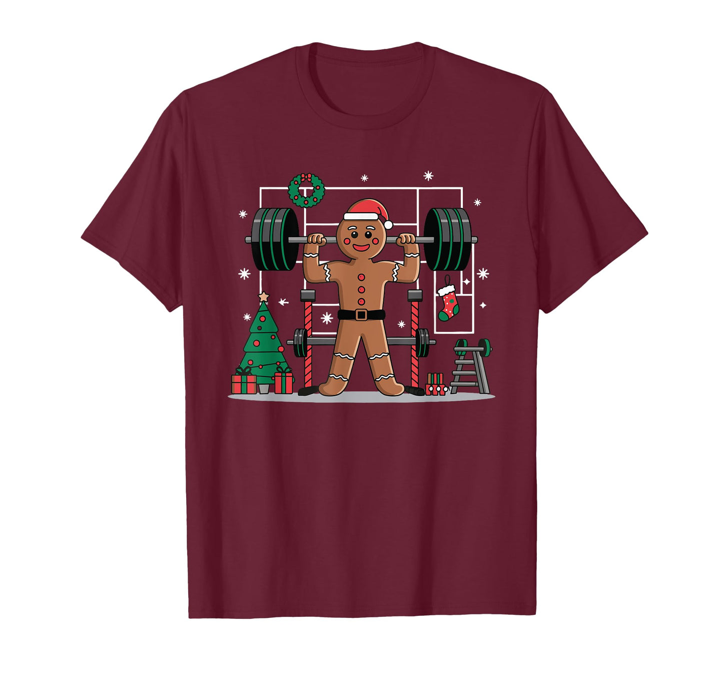 Gingerbread Weightlifting Workout Bodybuilding T-Shirt