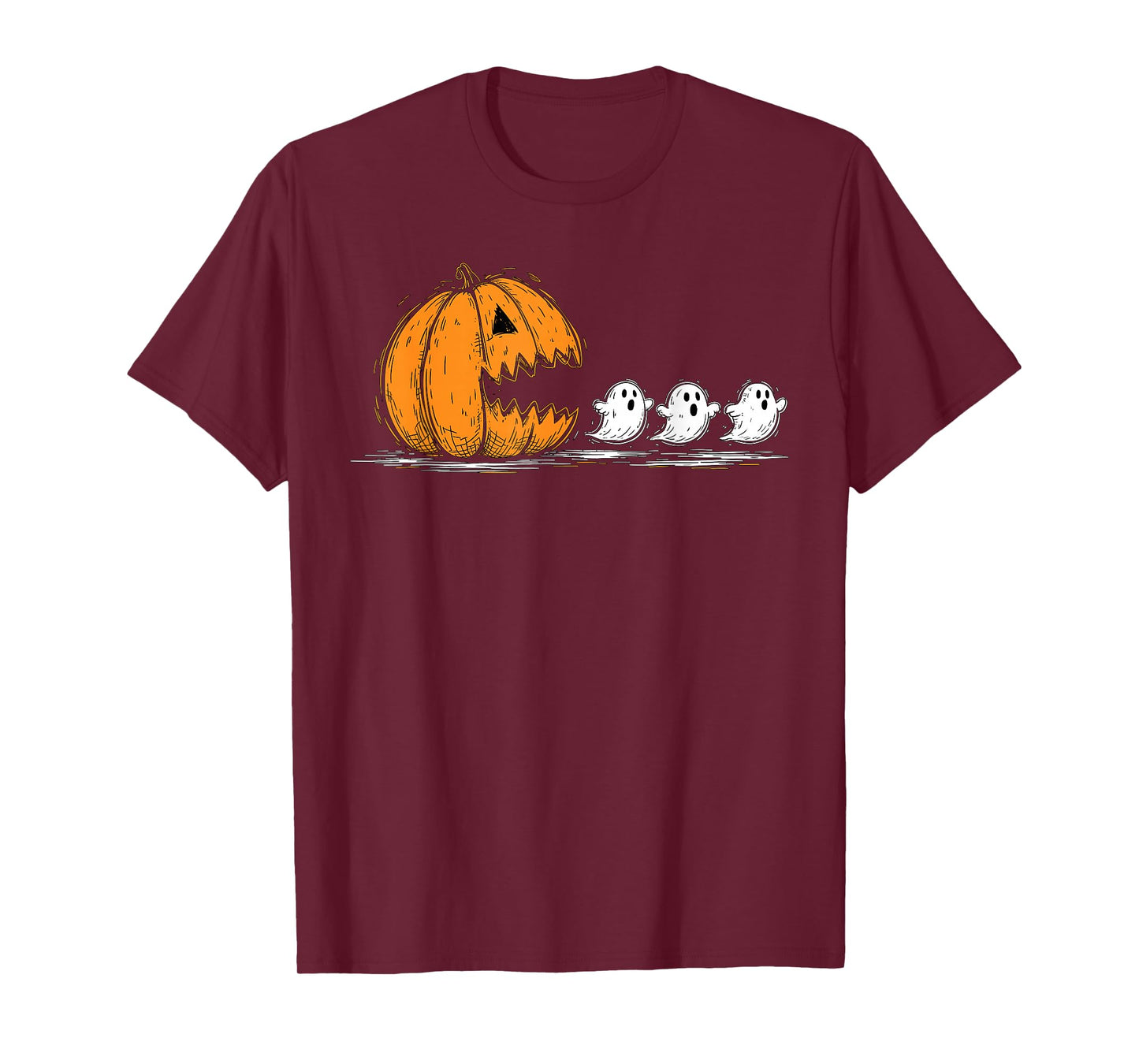 Pumpkin Chasing Ghosts Funny Spooky Halloween Costume T-Shirt