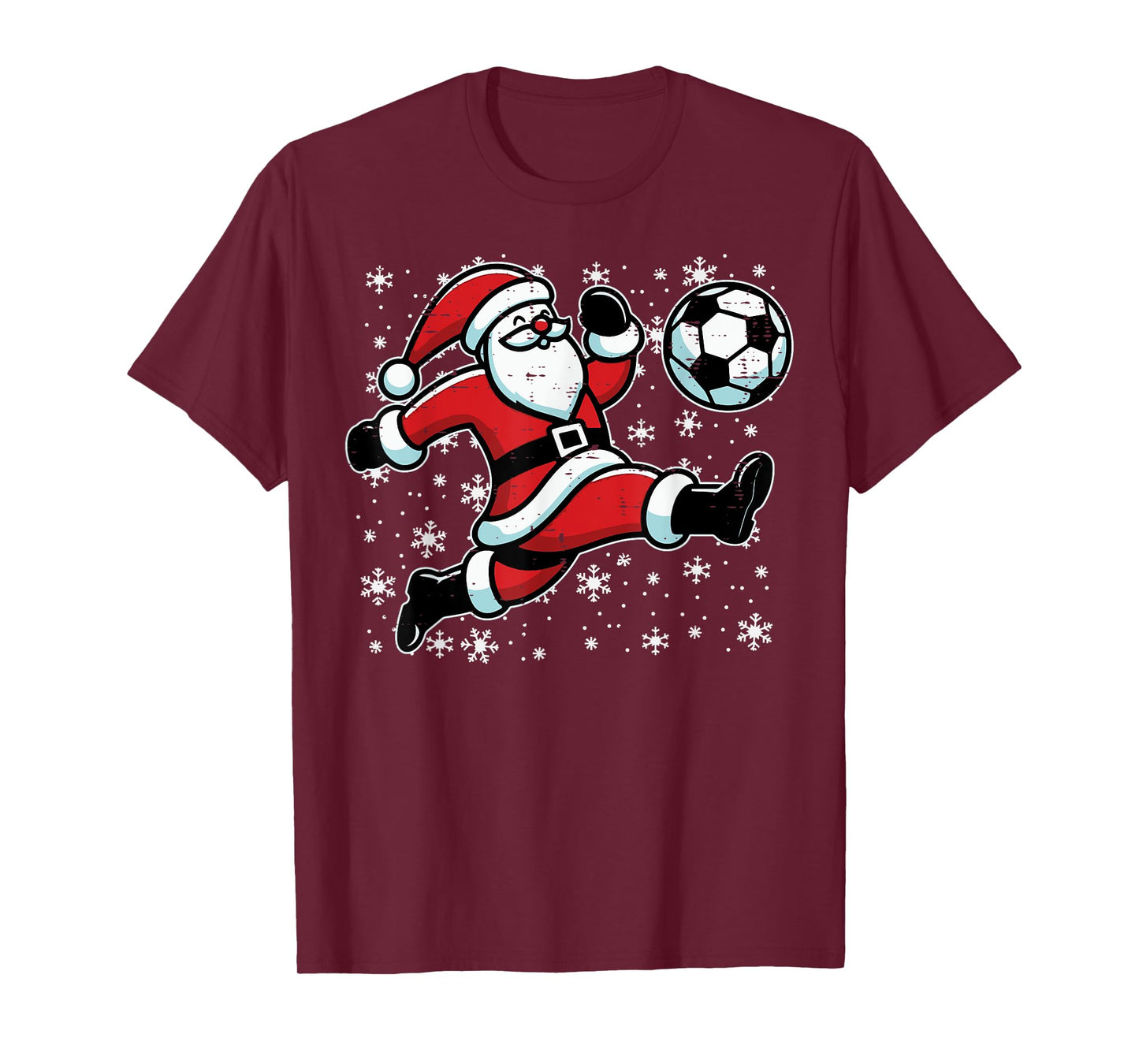 Christmas Santa Football Kick Xmas Soccer Men Boys Kid Youth T-Shirt
