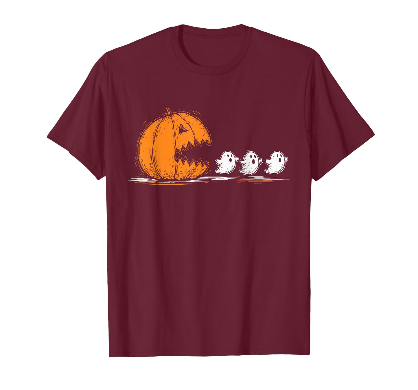 Vintage Funny Halloween Pumpkin Chasing Ghost Spooky Season T-Shirt