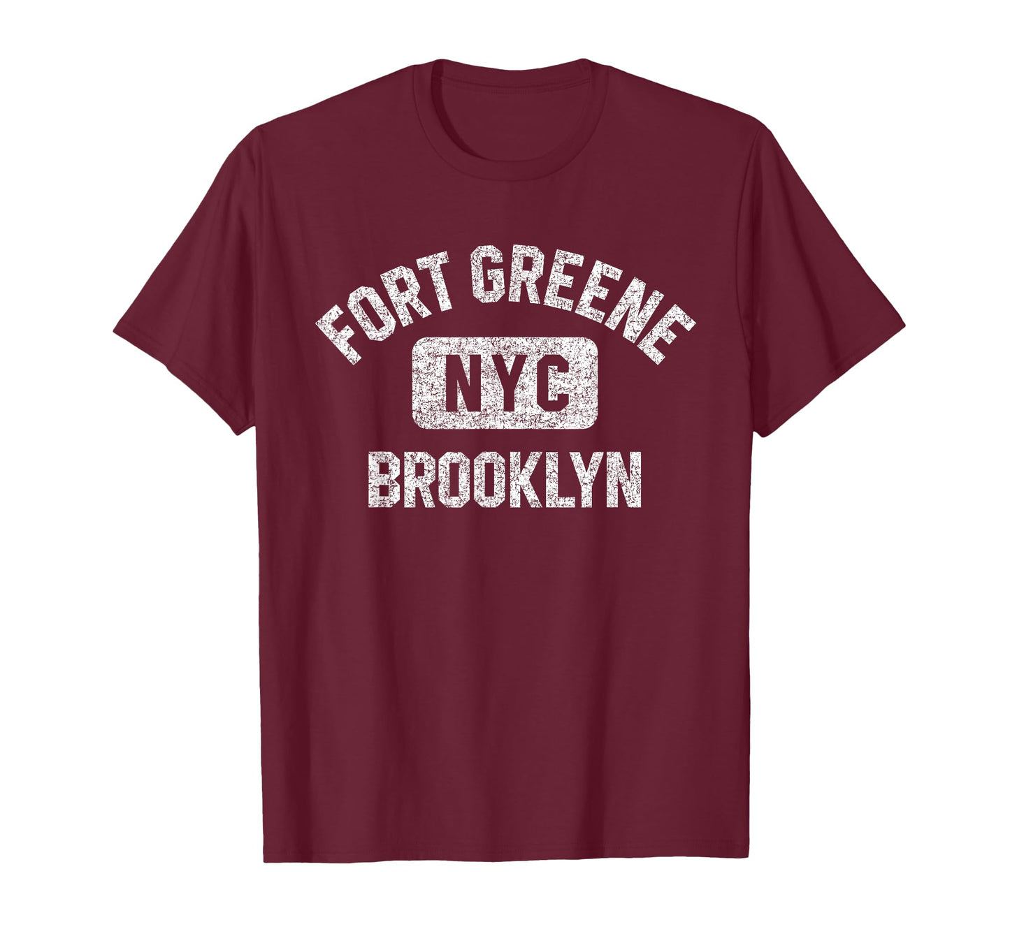 Fort Greene Brooklyn NYC Gym Style Distressed White Print T-Shirt