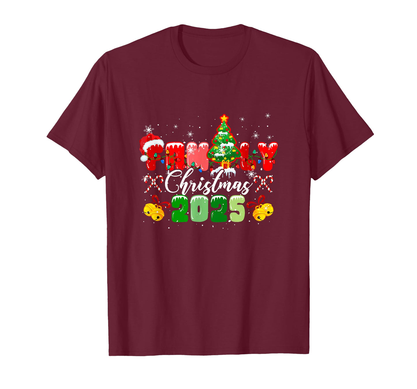 Family Christmas 2025 Colorful Lights Xmas Tree Lover Kids T-Shirt