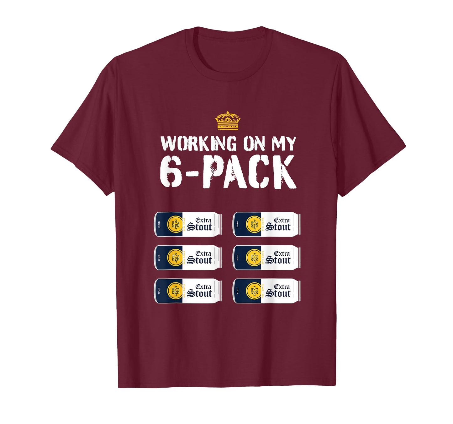 Funny Shirts - Working On My 6 Pack Beer Abs Fitness Satire T-Shirt