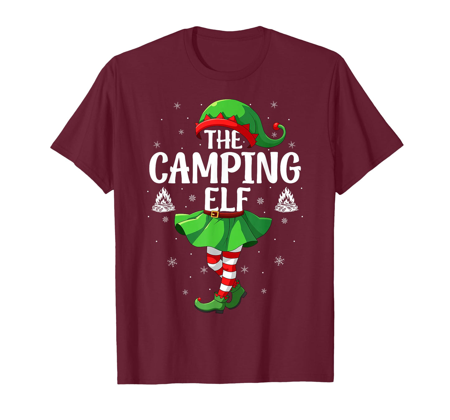 Camping Elf Christmas Girls Women Elf Squad Xmas Family T-Shirt
