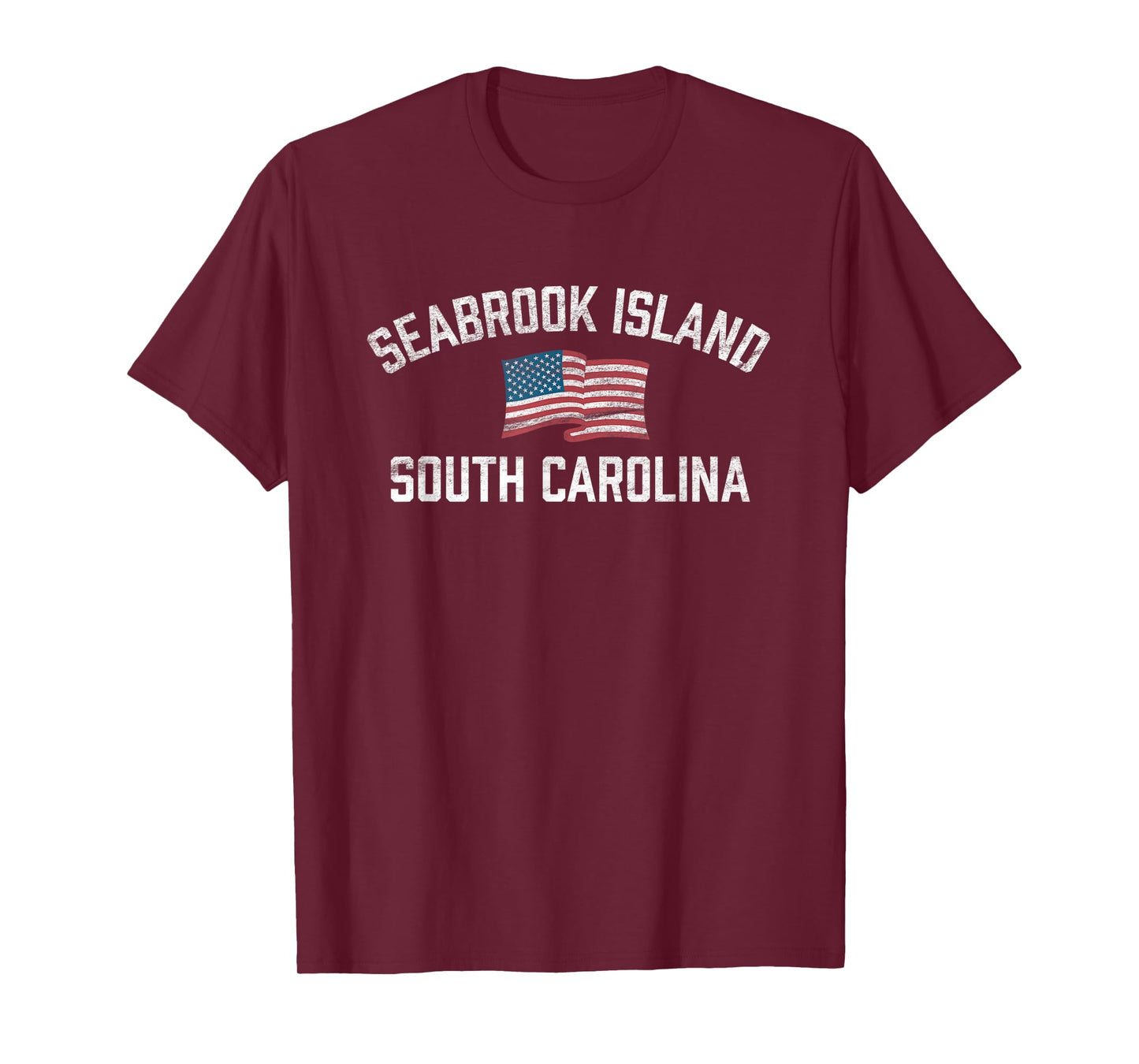 Seabrook Island South Carolina USA Flag White Vintage Women Kids Men T-Shirt