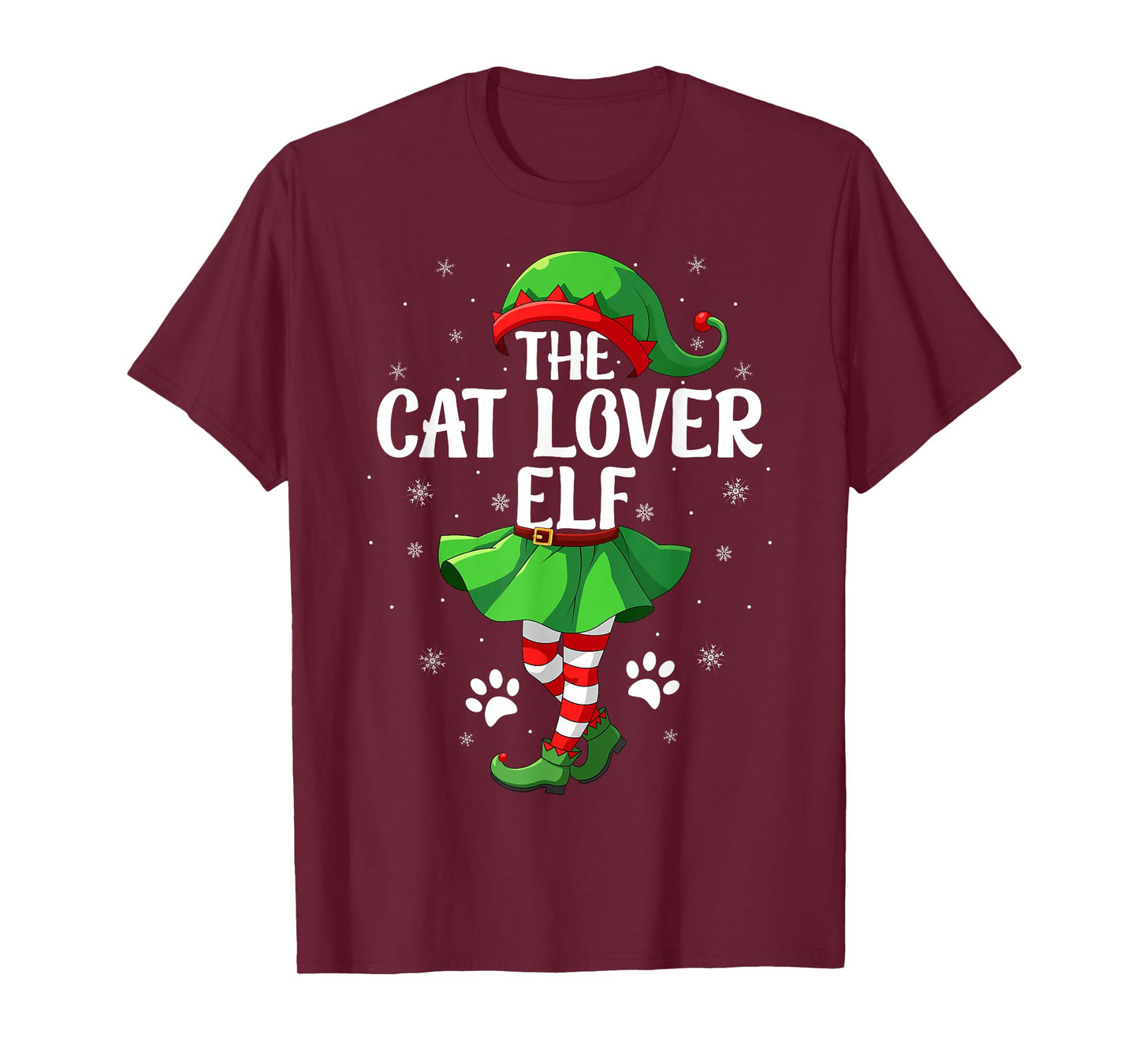 Cat Lover Elf Christmas Girls Women Elf Squad Xmas Family T-Shirt