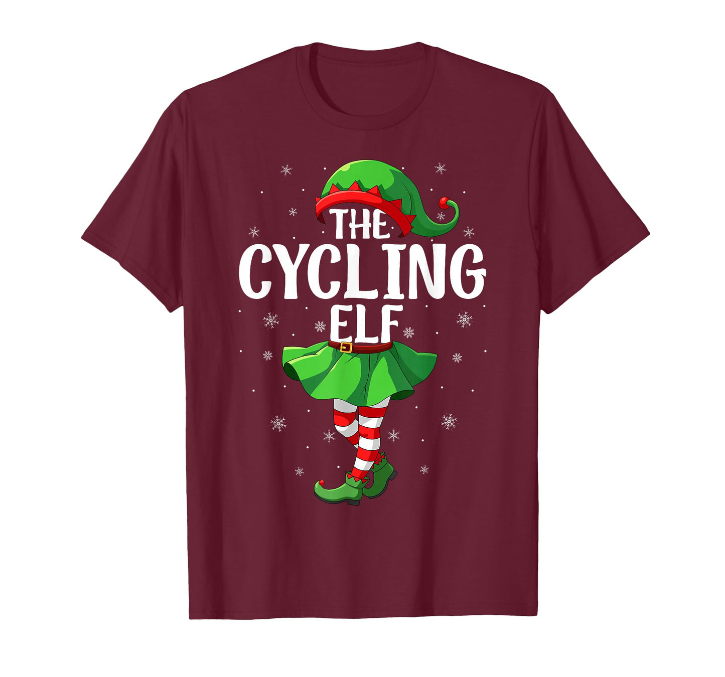 Cycling Elf Christmas Girls Women Elf Squad Xmas Family T-Shirt