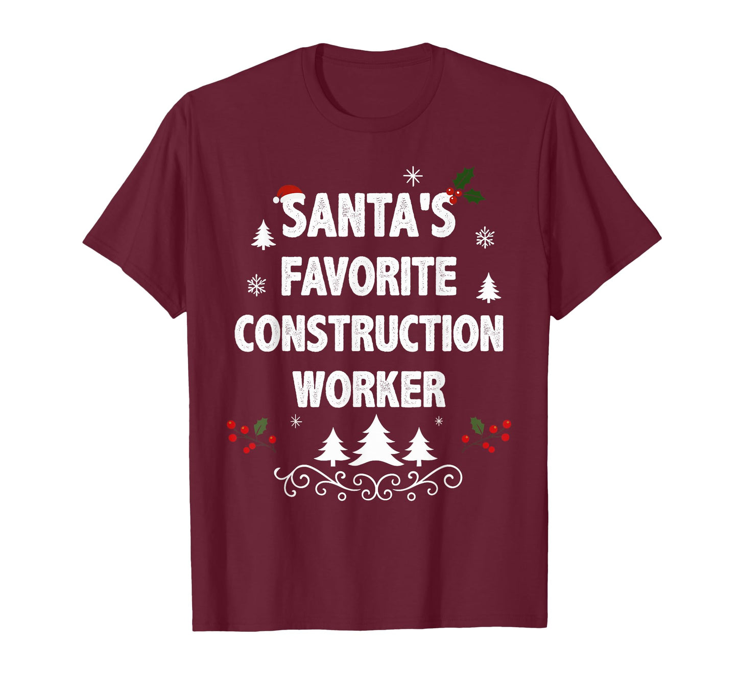Santa's Favorite Construction Worker Funny Christmas Pajamas T-Shirt