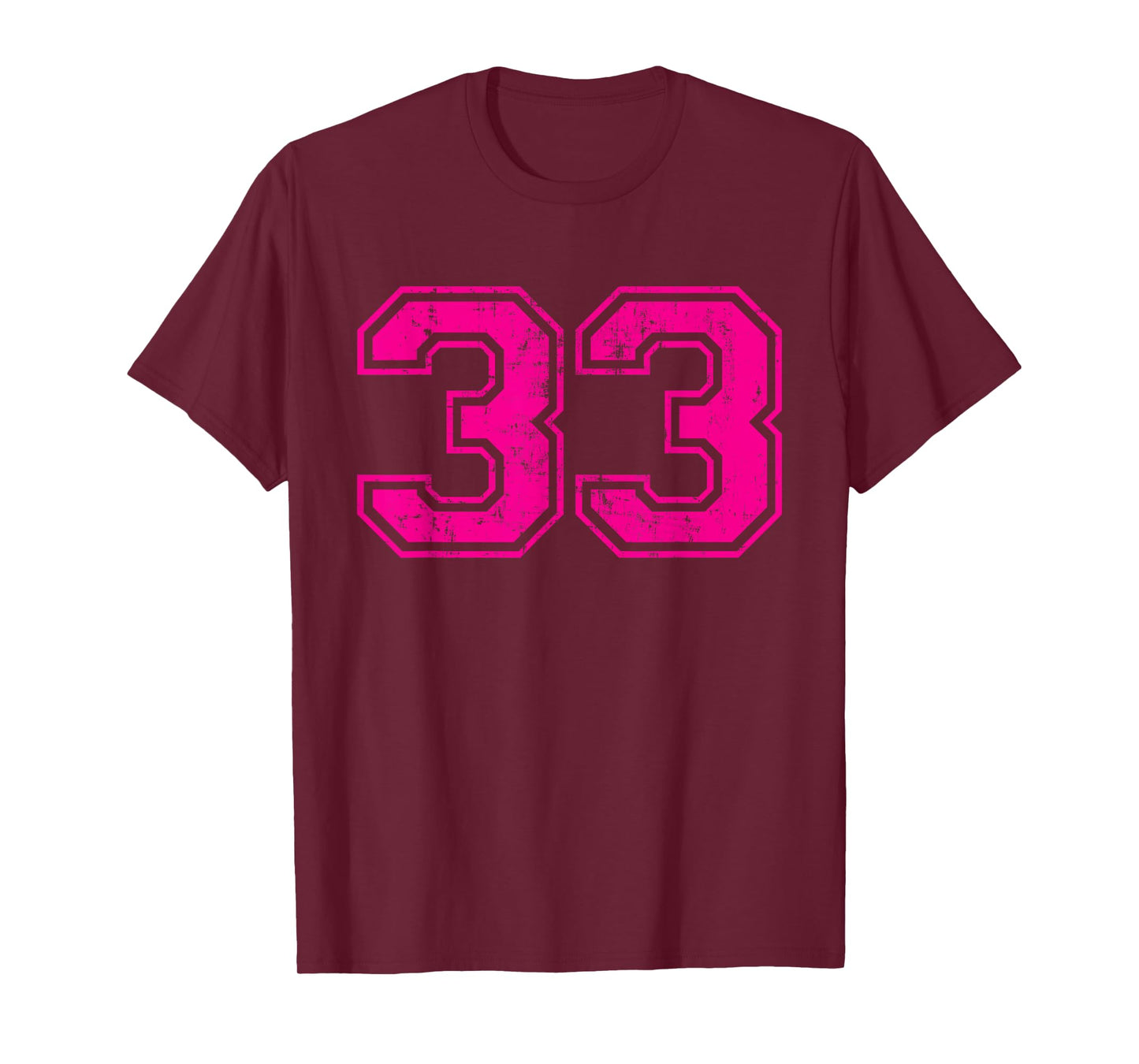 Number 33 Varsity Distressed Vintage Sport Team Player's T-Shirt