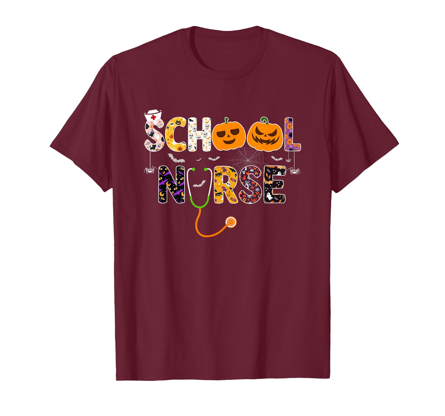 Retro Vintage Spooky School Nurse Pumpkin Halloween Costumes T-Shirt