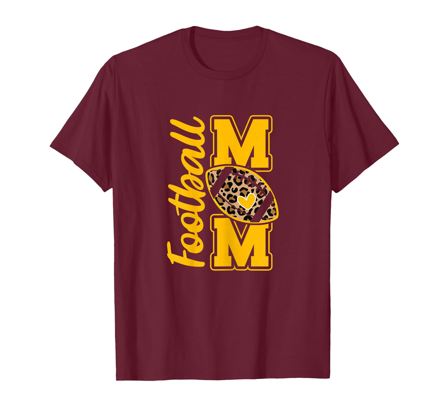 Leopard Royal Blue and Yellow High School Football Mom T-Shirt