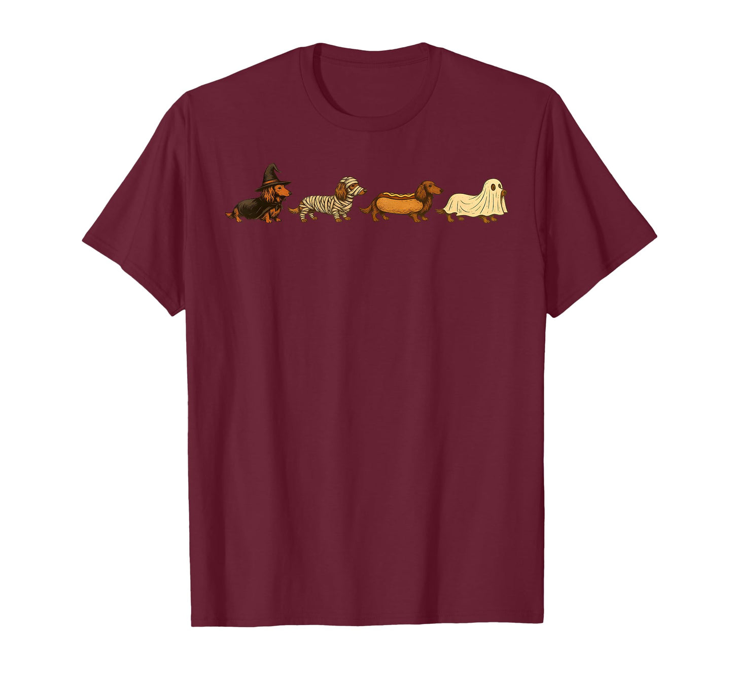 Dachshund Dog Witch Happy Halloweenie Spooky Season T-Shirt