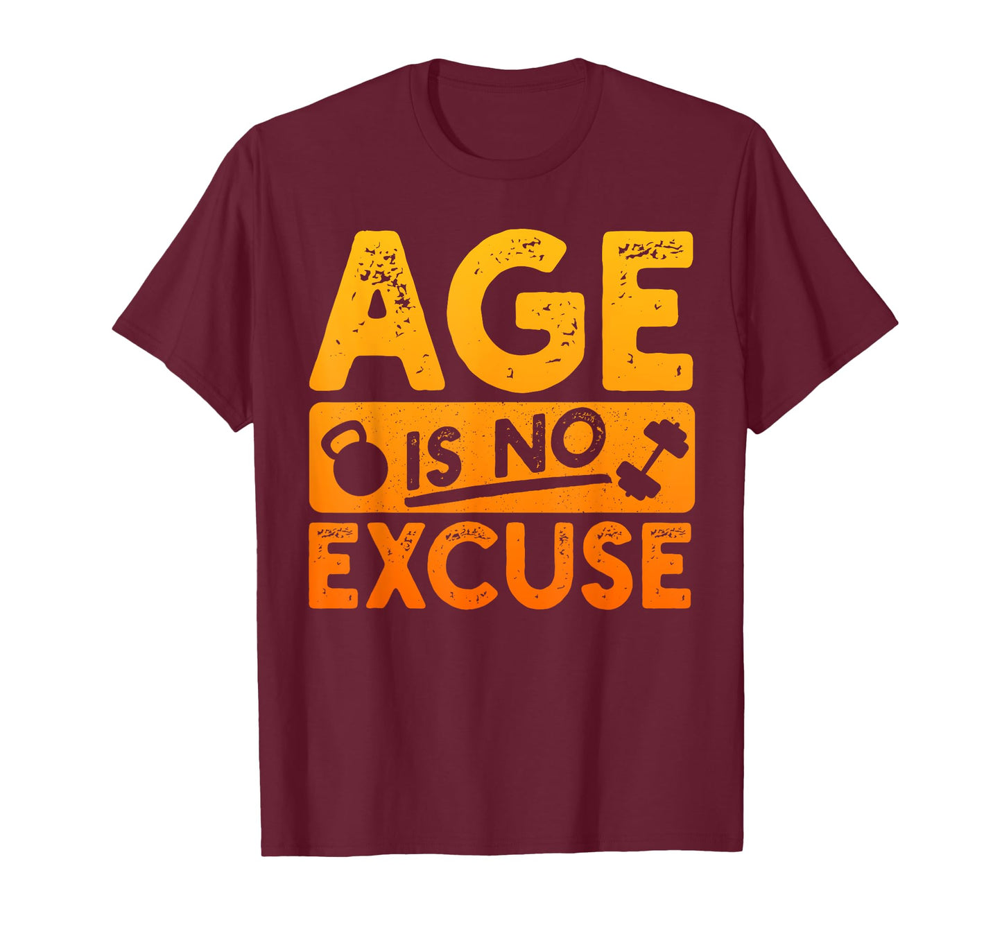 Senior Athlete Old Man Fitness Gym Bodybuilder Age Is No Excuse Weightlifter Motivation Black Unisex Classic Modern Crew Neck Short Sleeve T-Shirt