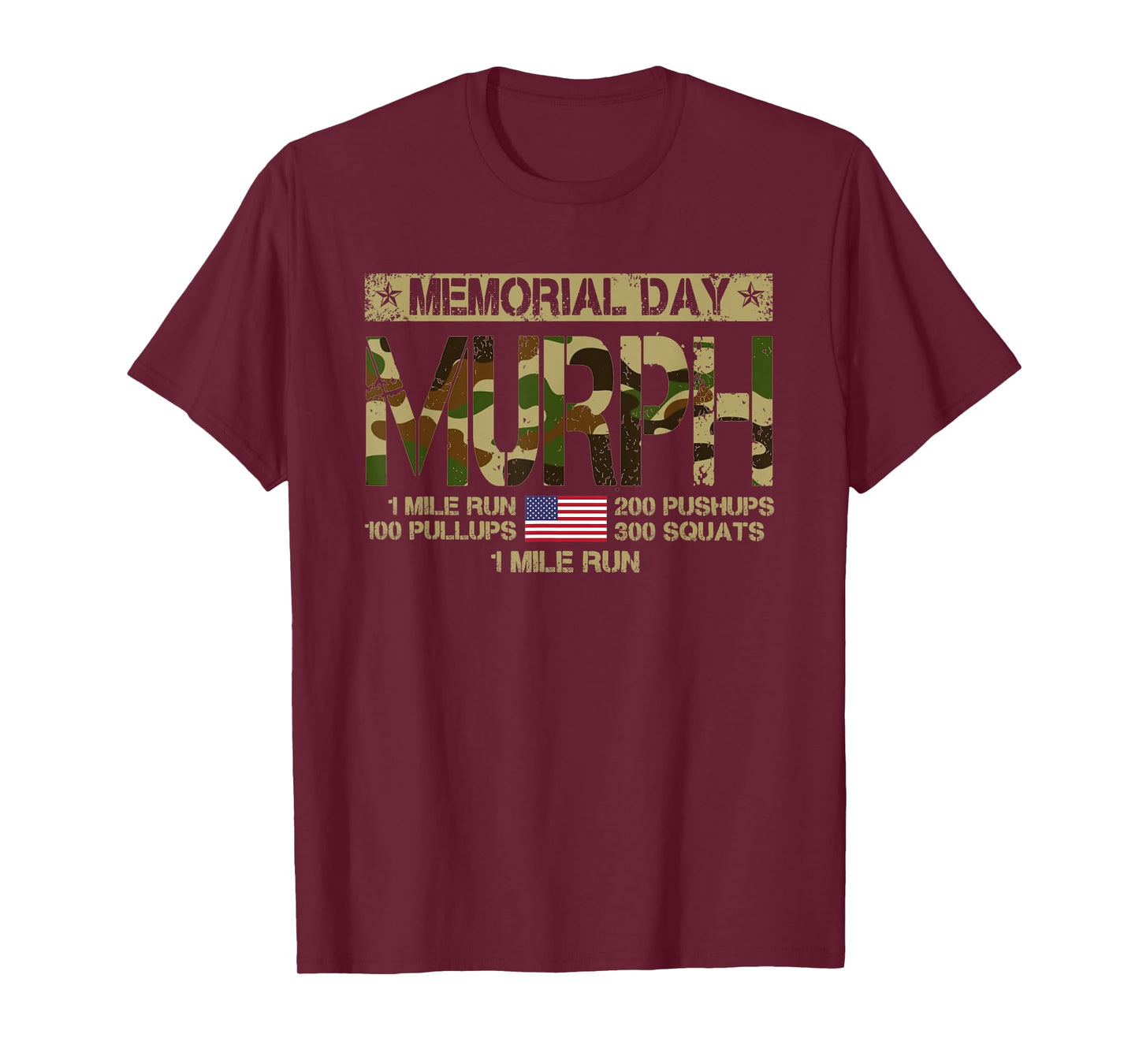 Murph Challenge Memorial Day Patriotic WOD American Flag Women Men T-Shirt