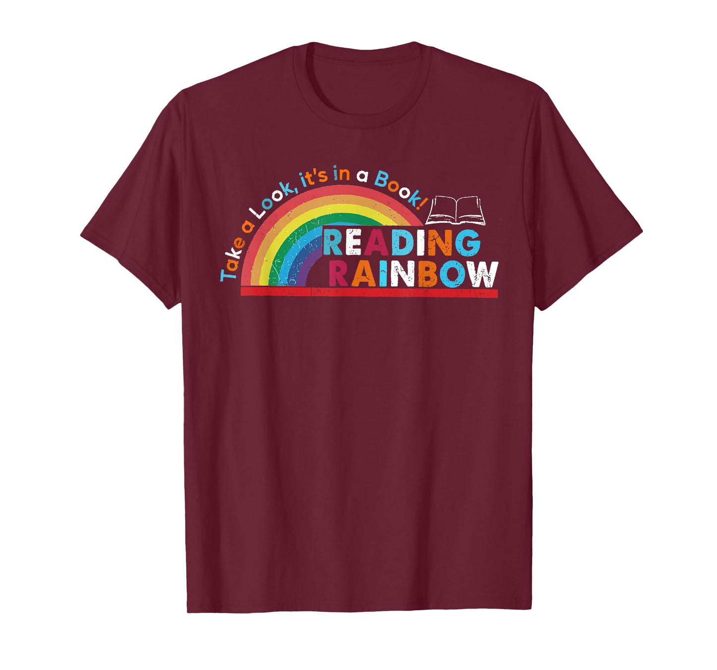 Take A Look A Book Vintage Reading Librarian rainbow T-Shirt