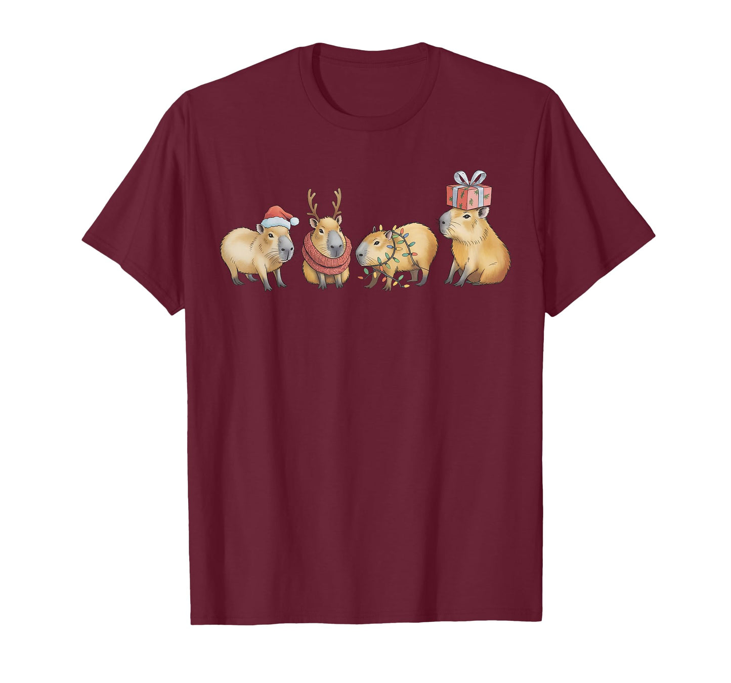 Funny Capybara Christmas Xmas Santa Capybara Men Women Kids T-Shirt