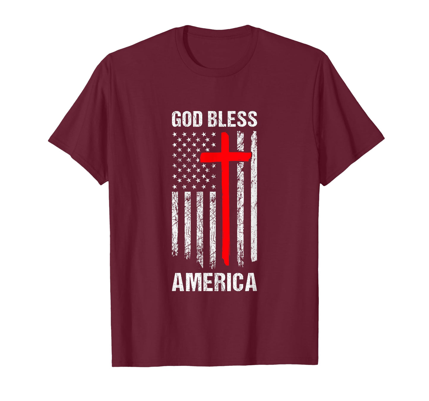 God Bless America Fourth of July Christian Patriot USA Flag Women Kids Men T-Shirt