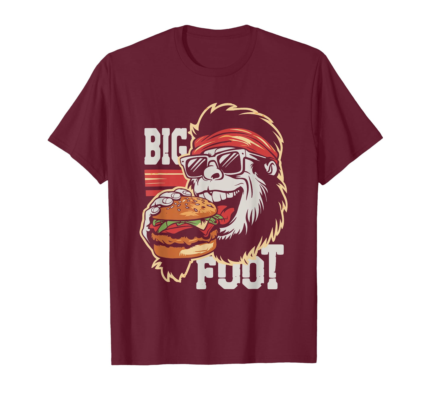 Bigfoot Eating Burger - Funny Hamburger Sasquatch Lover T-Shirt