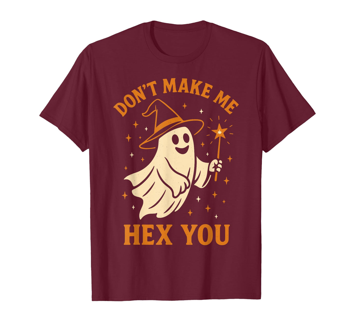 Ghost with Witch Hat Funny Spooky Season Cute Halloween T-Shirt