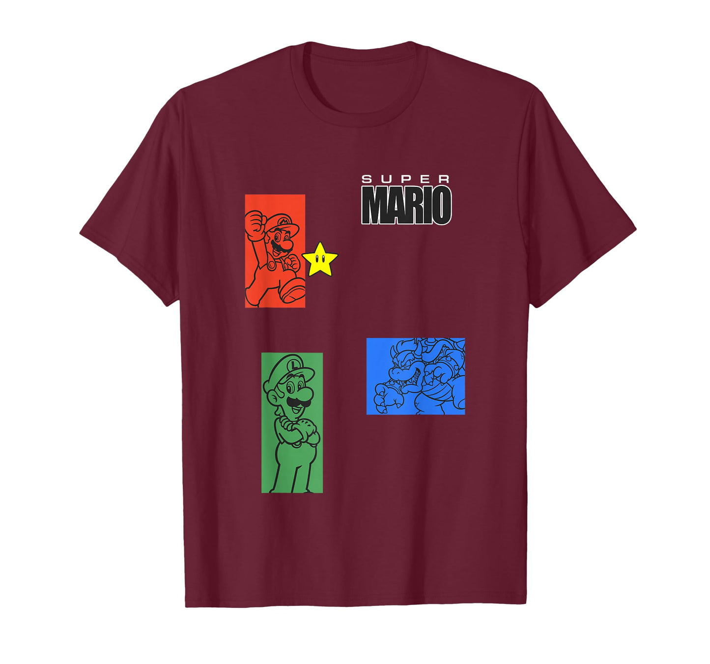 Super Mario Luigi & Bowser Color Trio Panels T-Shirt
