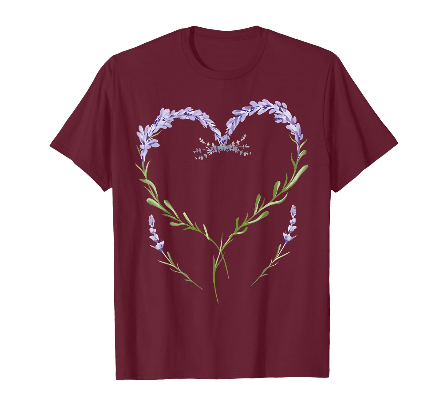 Vintage Botanical Heart Lavender Flower Gardening Floral T-Shirt
