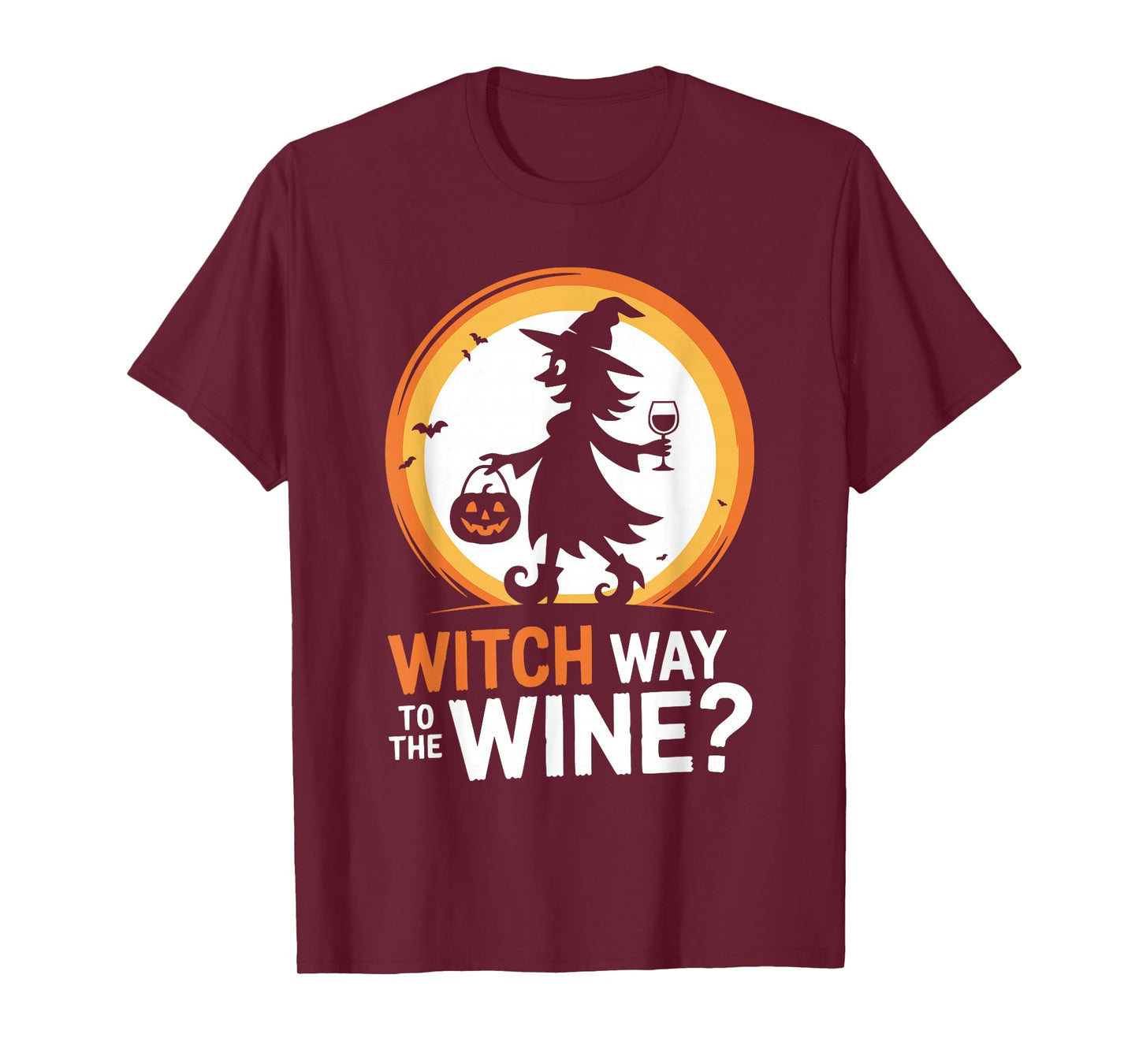 Funny Halloween Witch Way to The Wine Joke Ladies Women T-Shirt